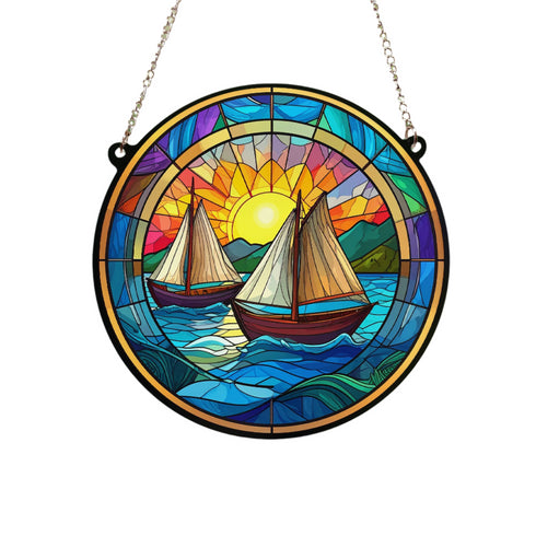 Sailing Boat Stained Glass Effect Suncatcher